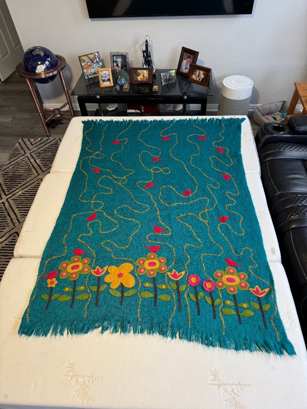 Pier One Turquoise and Floral Lap Blanket